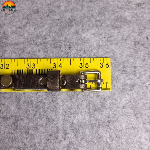 Brave Western Belt Brown Metallic Brass Rivets Boho Cowgirl Coastal Women's 28 - Picture 7 of 11